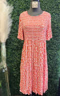 Orange Woven Print Dress