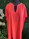Neon Coral Flutter Blouse