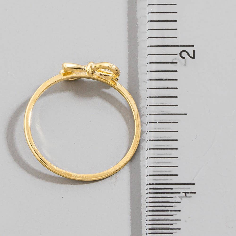 Gold Dipped Ribbon Bow Ring: S