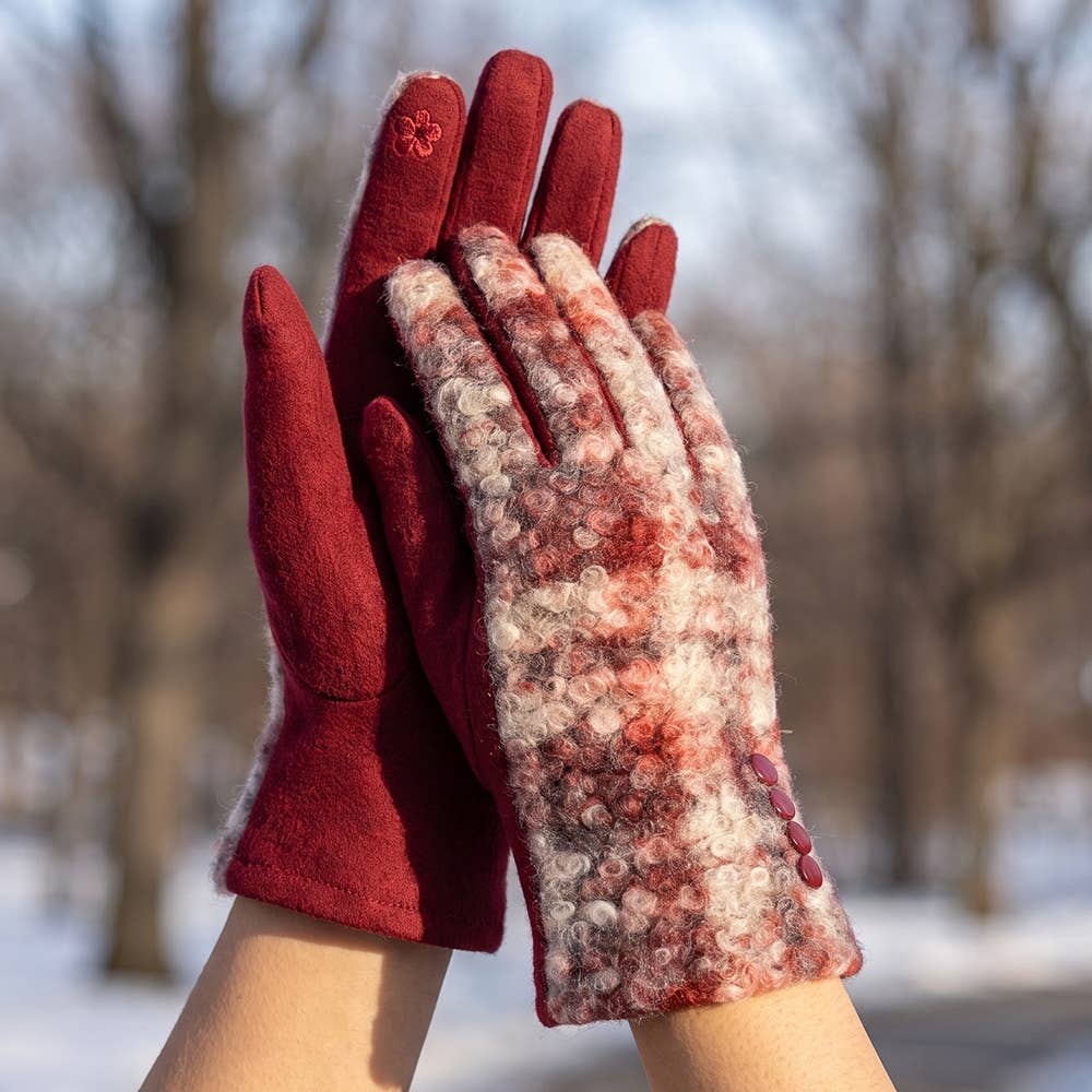 Boucle Plaid Touchscreen Gloves: BK
