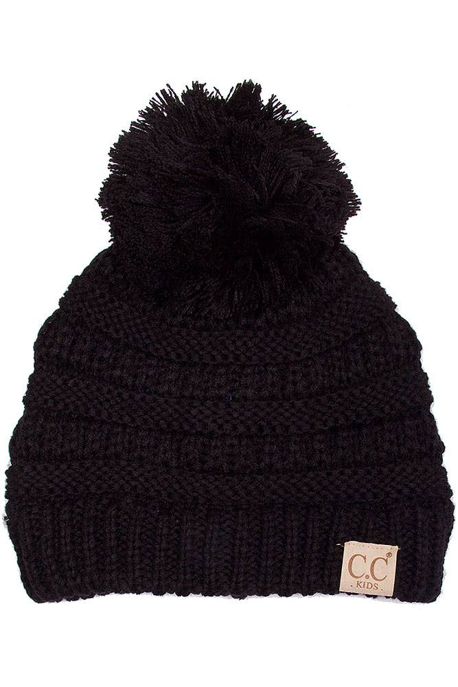C.C Kids Solid Knit Pom Beanie: New Candy Pink