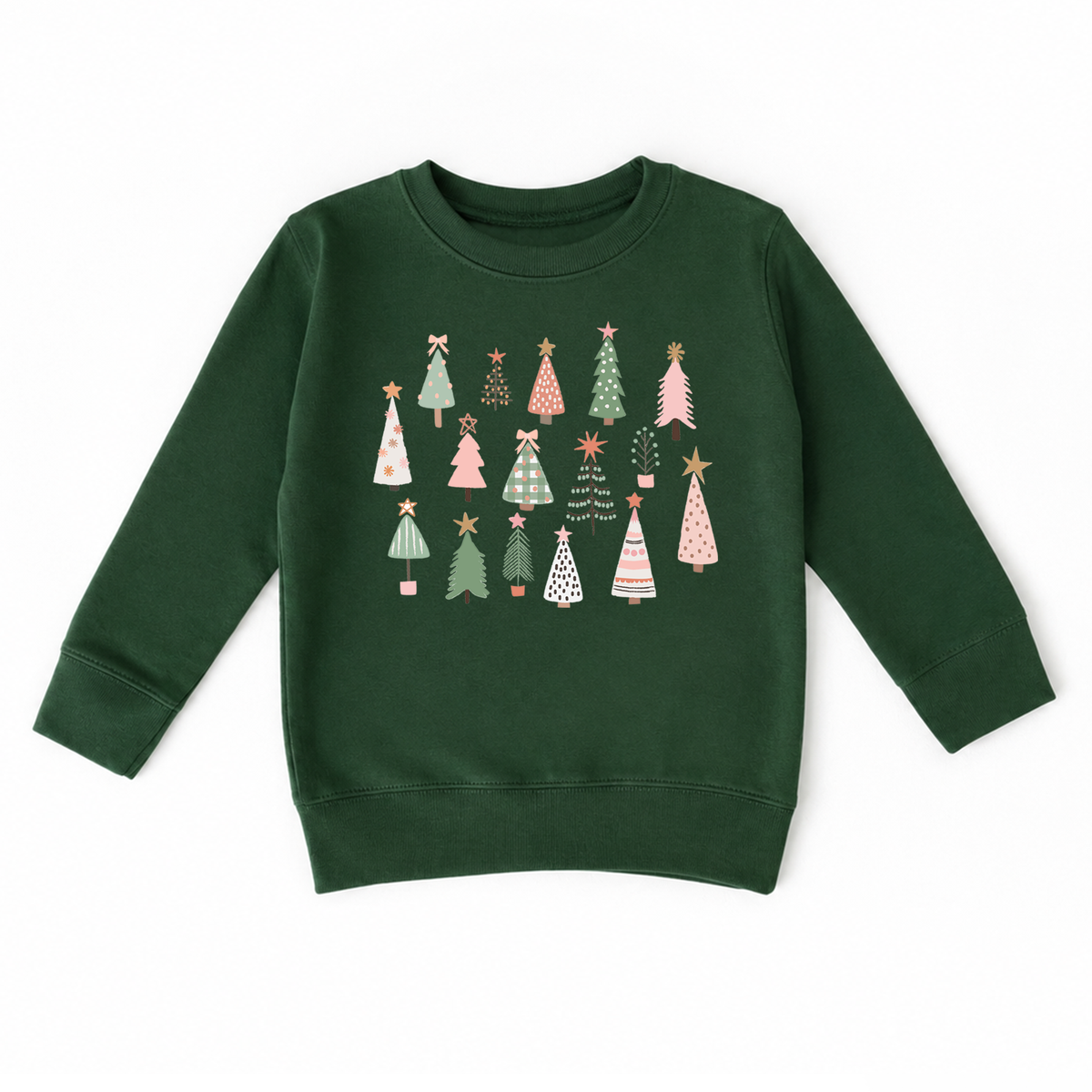 Whimsical Trees | Girls Christmas Sweatshirt : Pink / 12/14