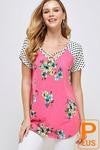 pink floral print criss cross top