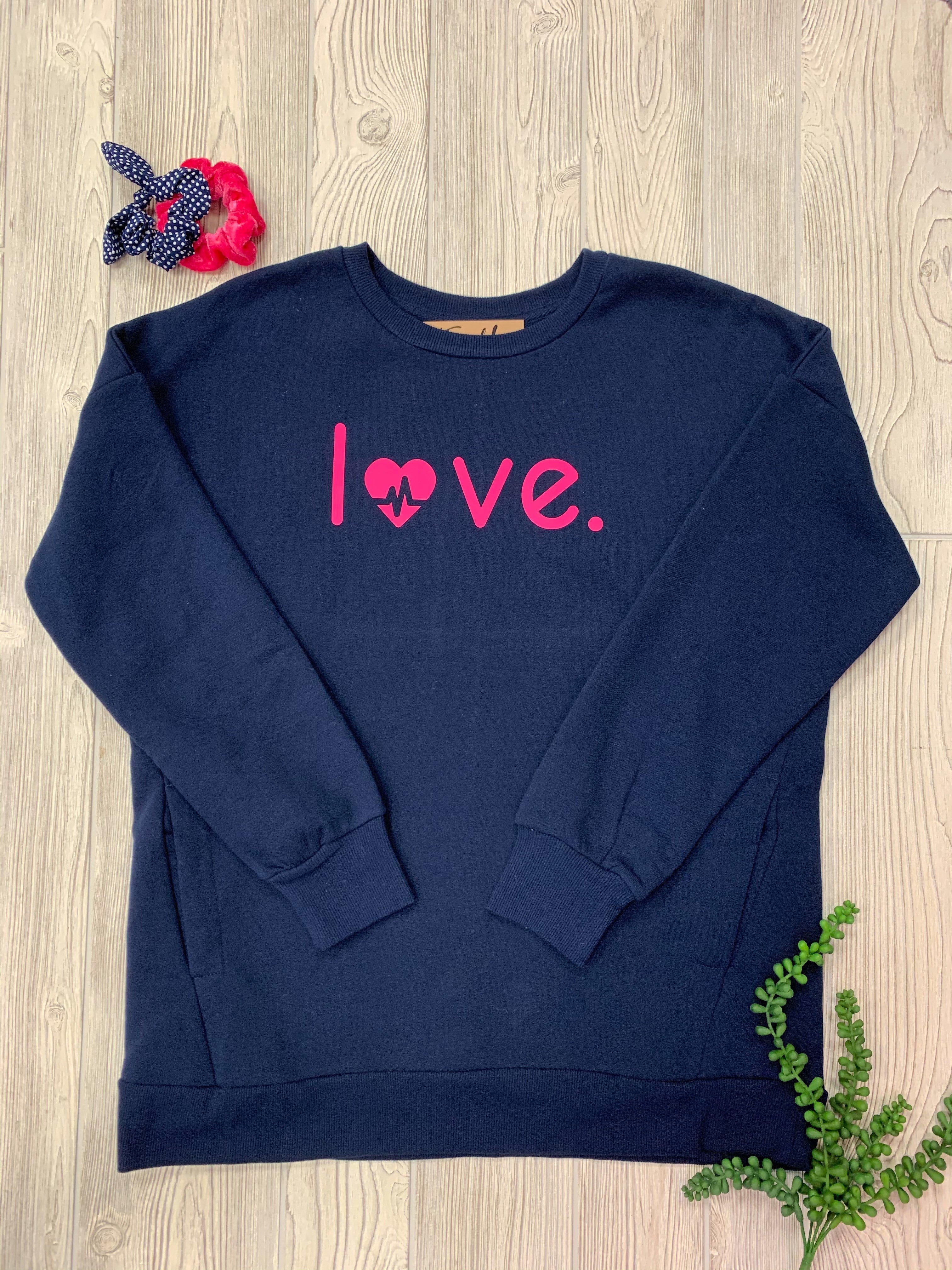 Love heartbeat sweatshirt w/pockets
