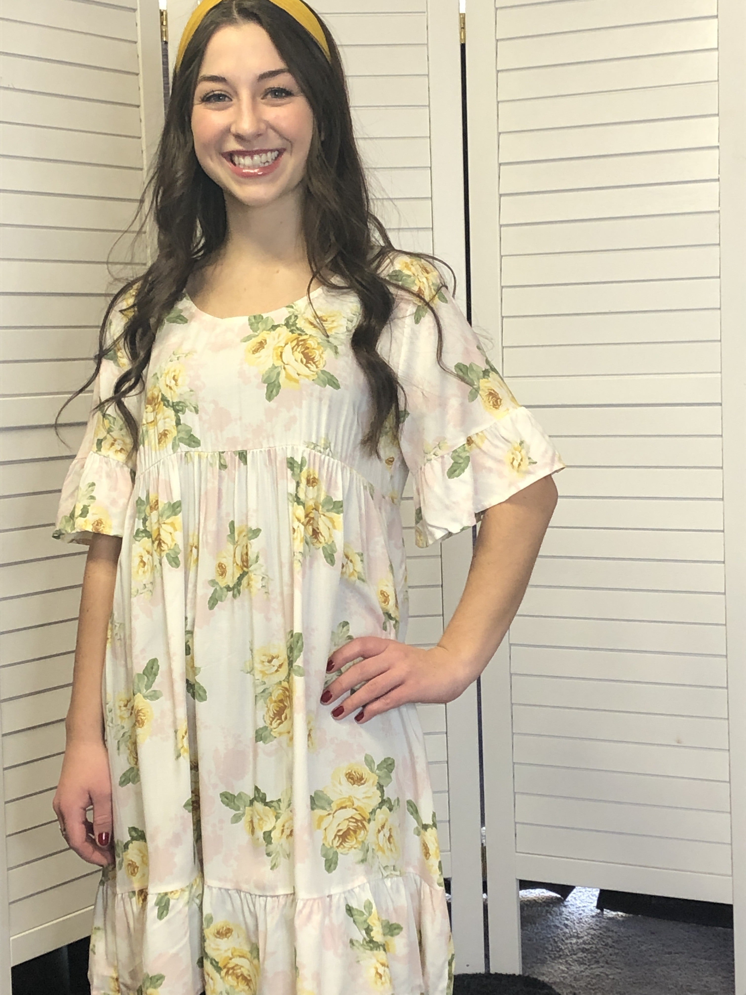 Floral print baby doll tunic top