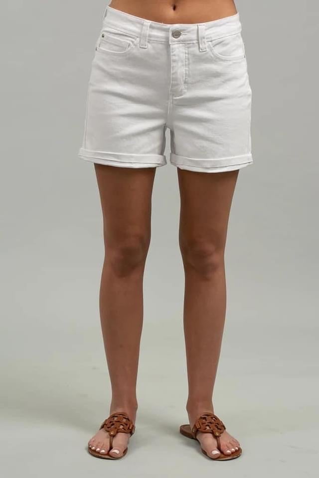 White Stretch Body Sculpting Shorts