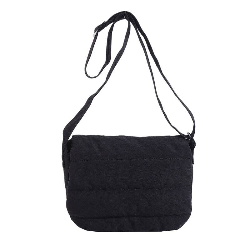 Afton Quilted Foldover Crossbody: Black