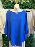 Kitty Top w/ Pointed Hemline and Front Pockets