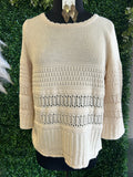 3/4 Sleeve Textured Sweater