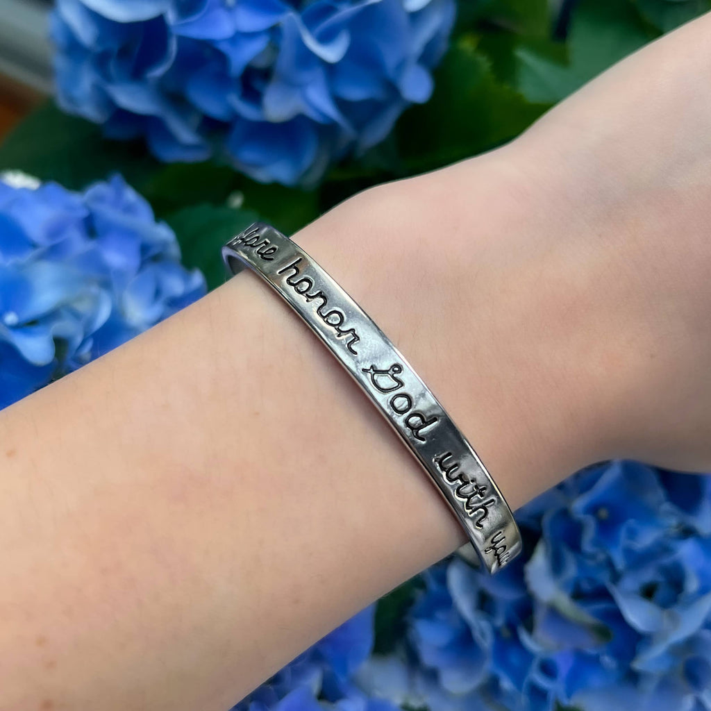 Silver Sentiments Message Bangles: Strength & Courage