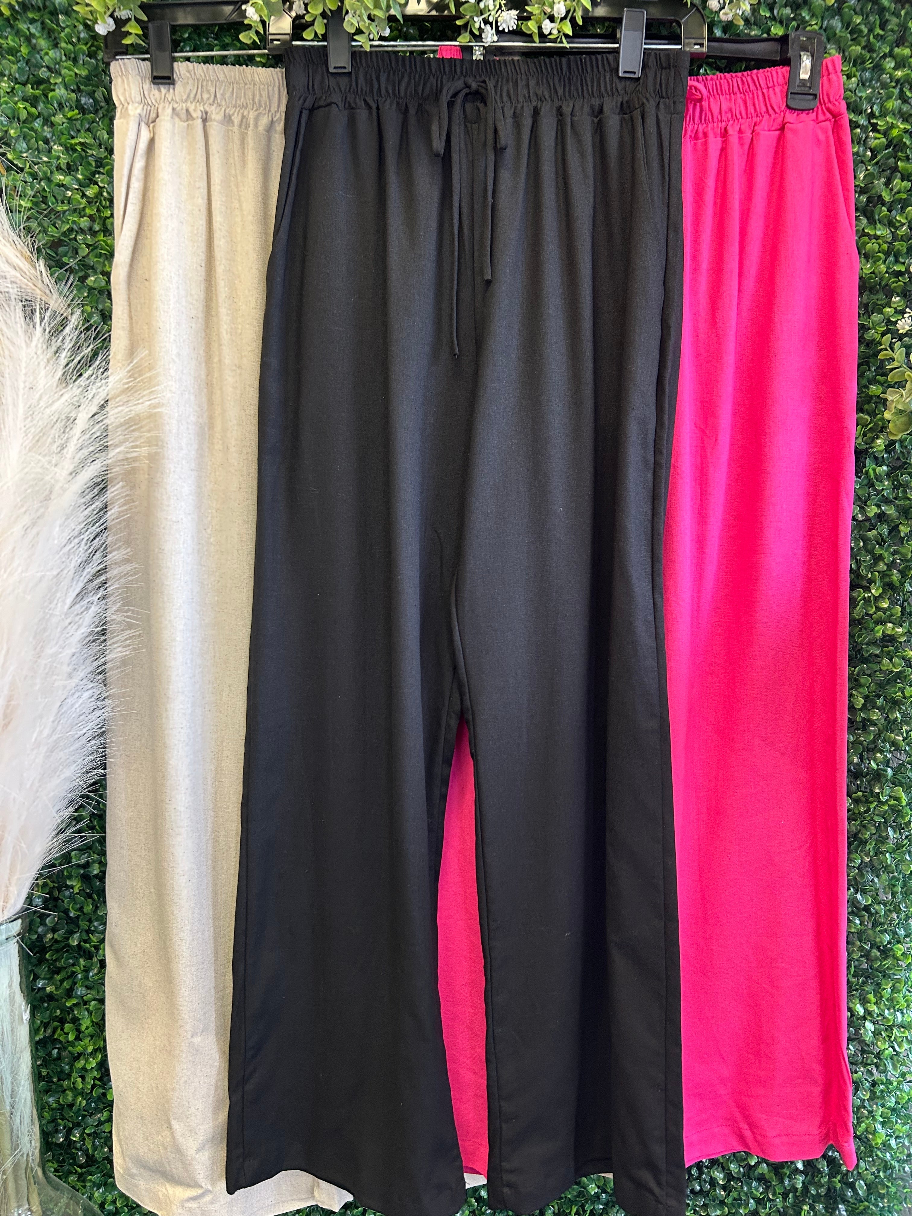 Linen Cropped Wide Leg Pants