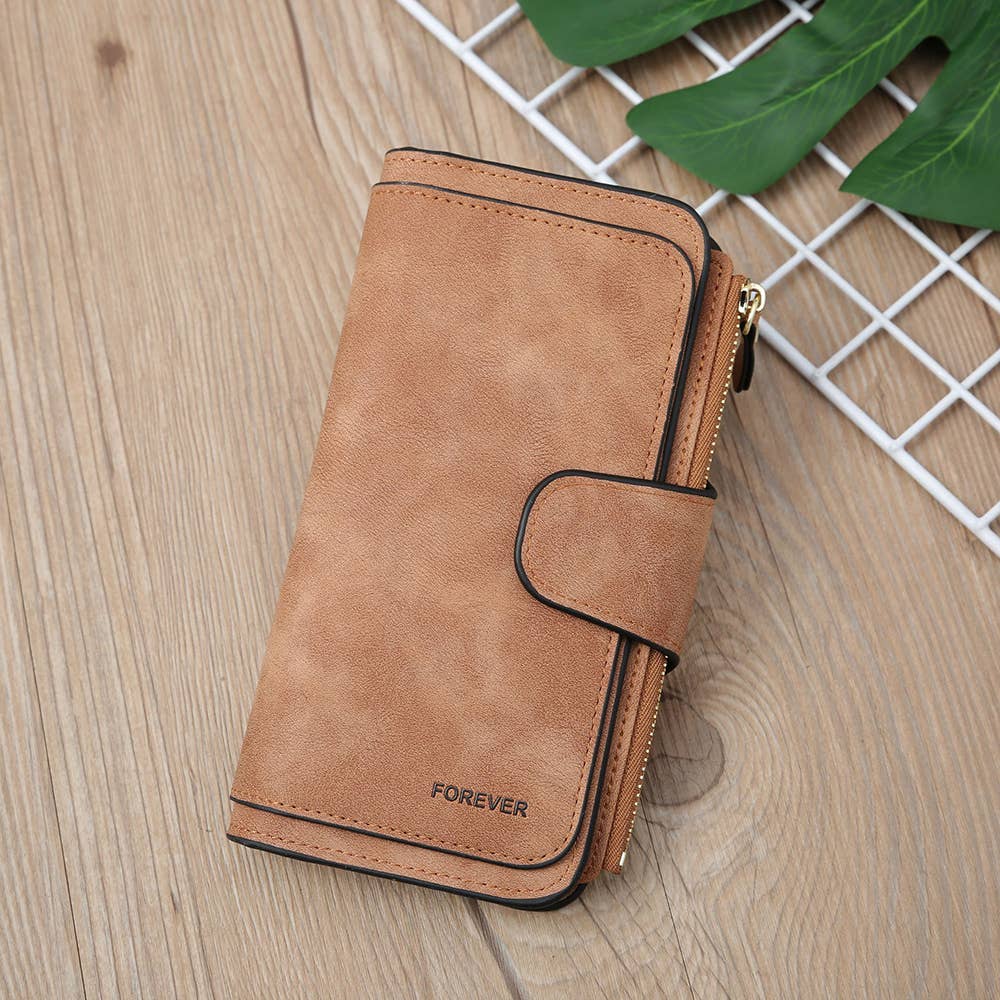 Long women's matte PU multi-purpose women's wallet: Pink