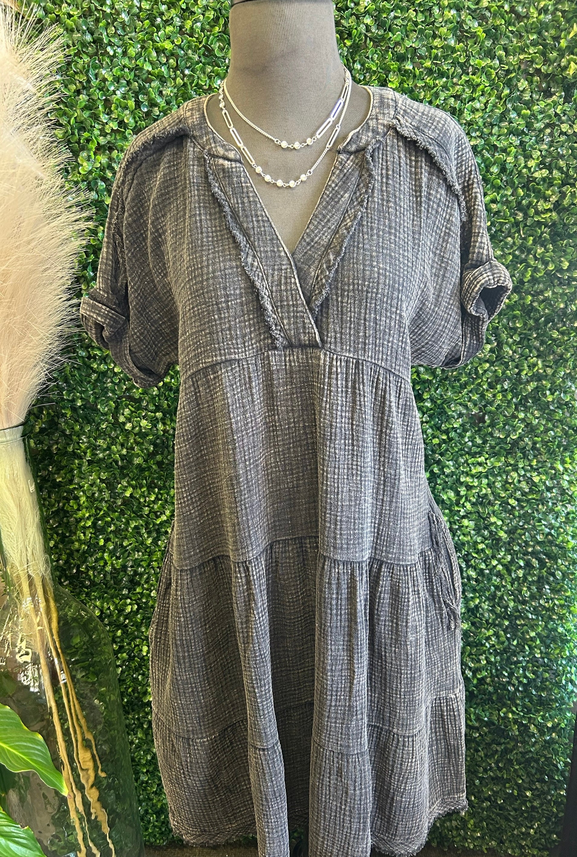 Black Washed Midi Dress