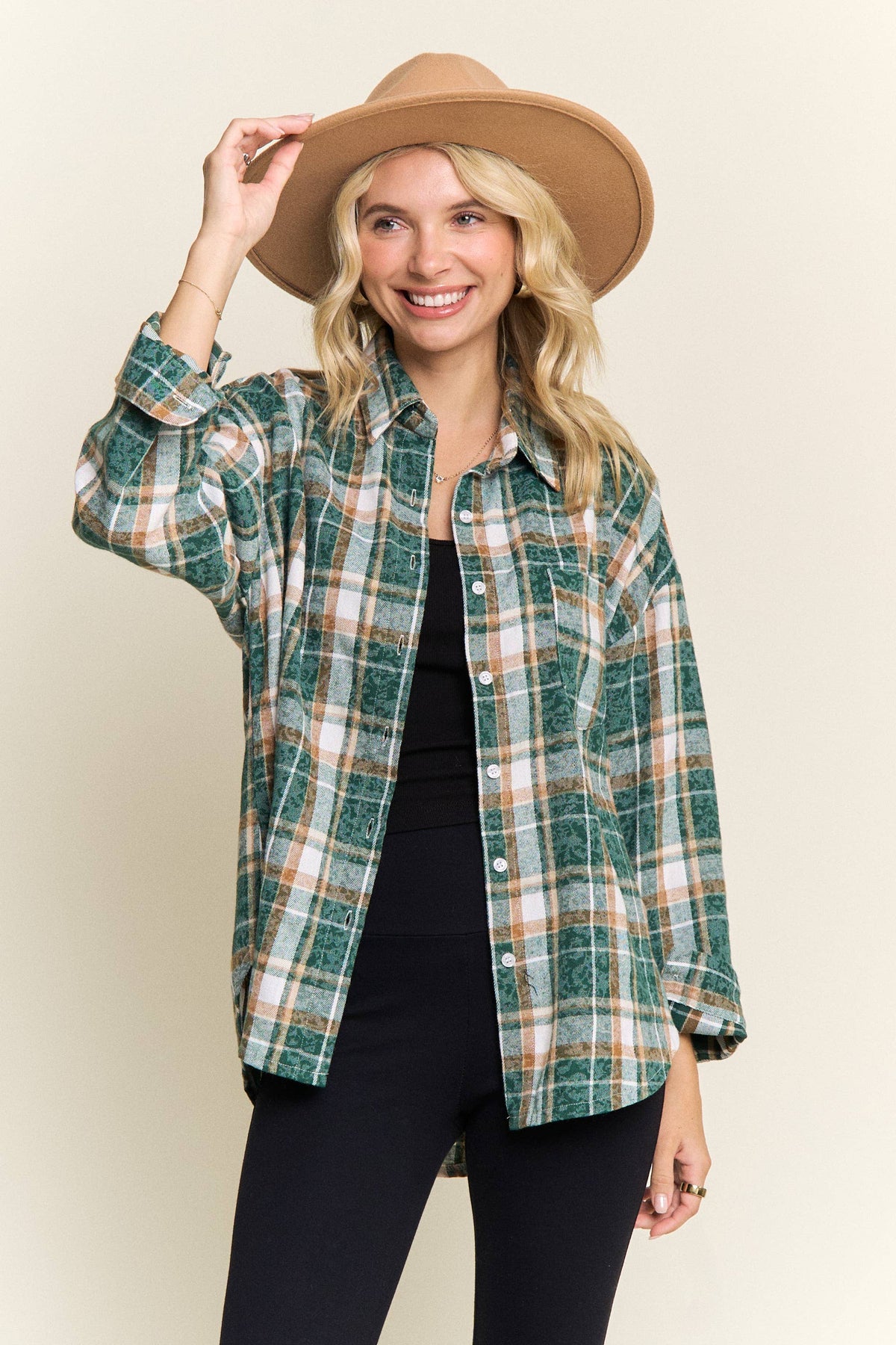 BURNOUT PLAID WASHED-LOOK SHIRT- LET4189: Blue / S-M-L(2-2-2)