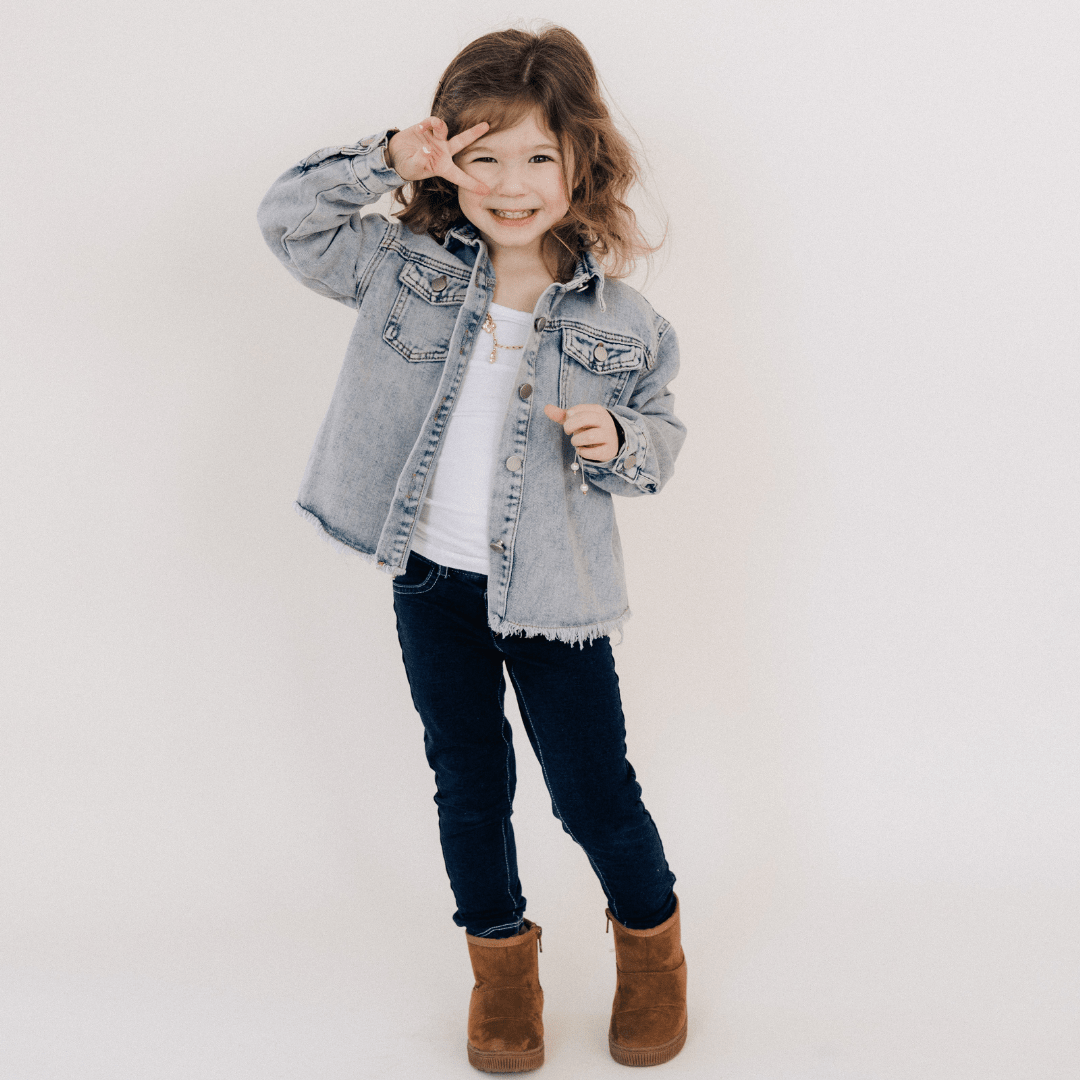Raw Hem Denim Jean Jacket - Child: 4-5T