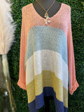 Color Block Folded Sleeve Sweater
