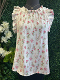 Floral Ruffle Detail Sleeveless Top