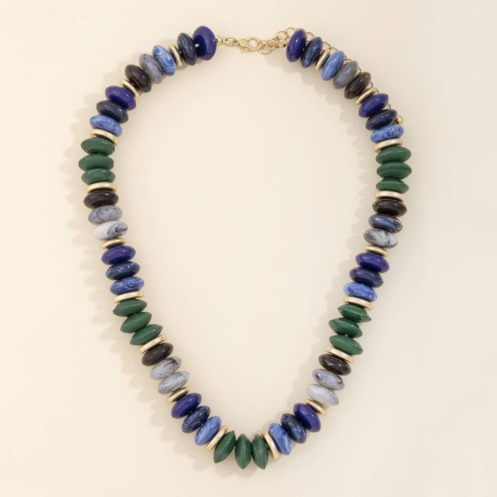 Chunky Saucer And Rondelle Bead Necklace: WGBR