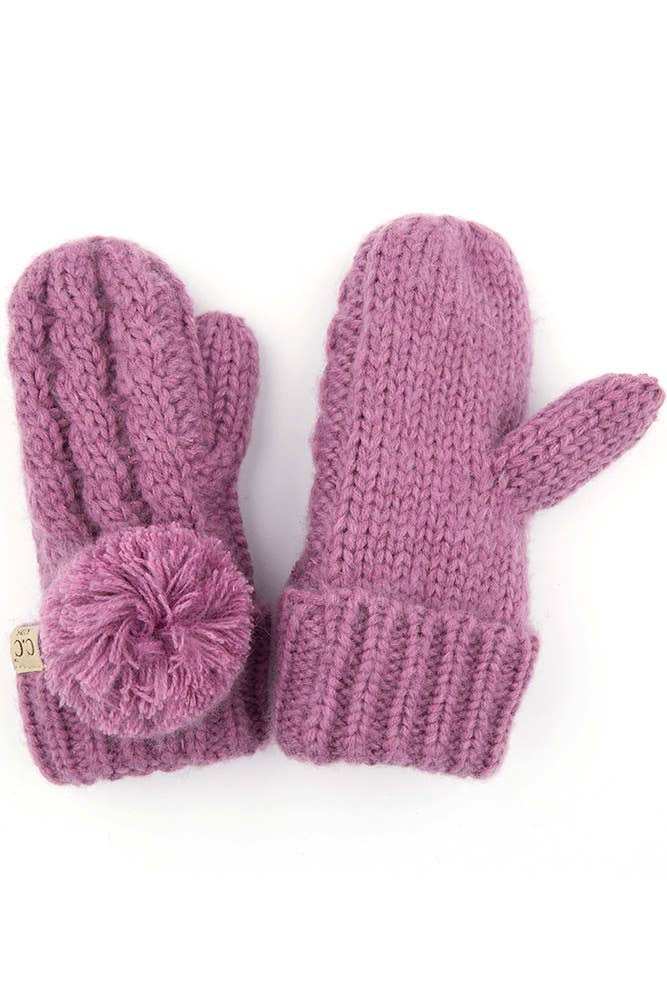 C.C Kids Pom Kids Glove With Fuzzy Lining: Pale Pink