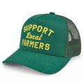 C.C SUPPORT LOCAL FARMERS Letter Two Tone Trucker Hat: Dark Green