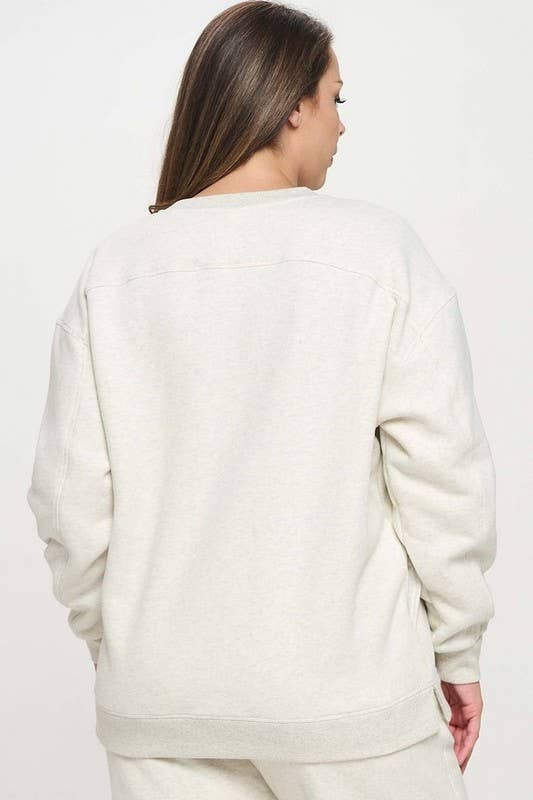 Women's Cozy Fleece Oversized Sweatshirt: Black / XXXL