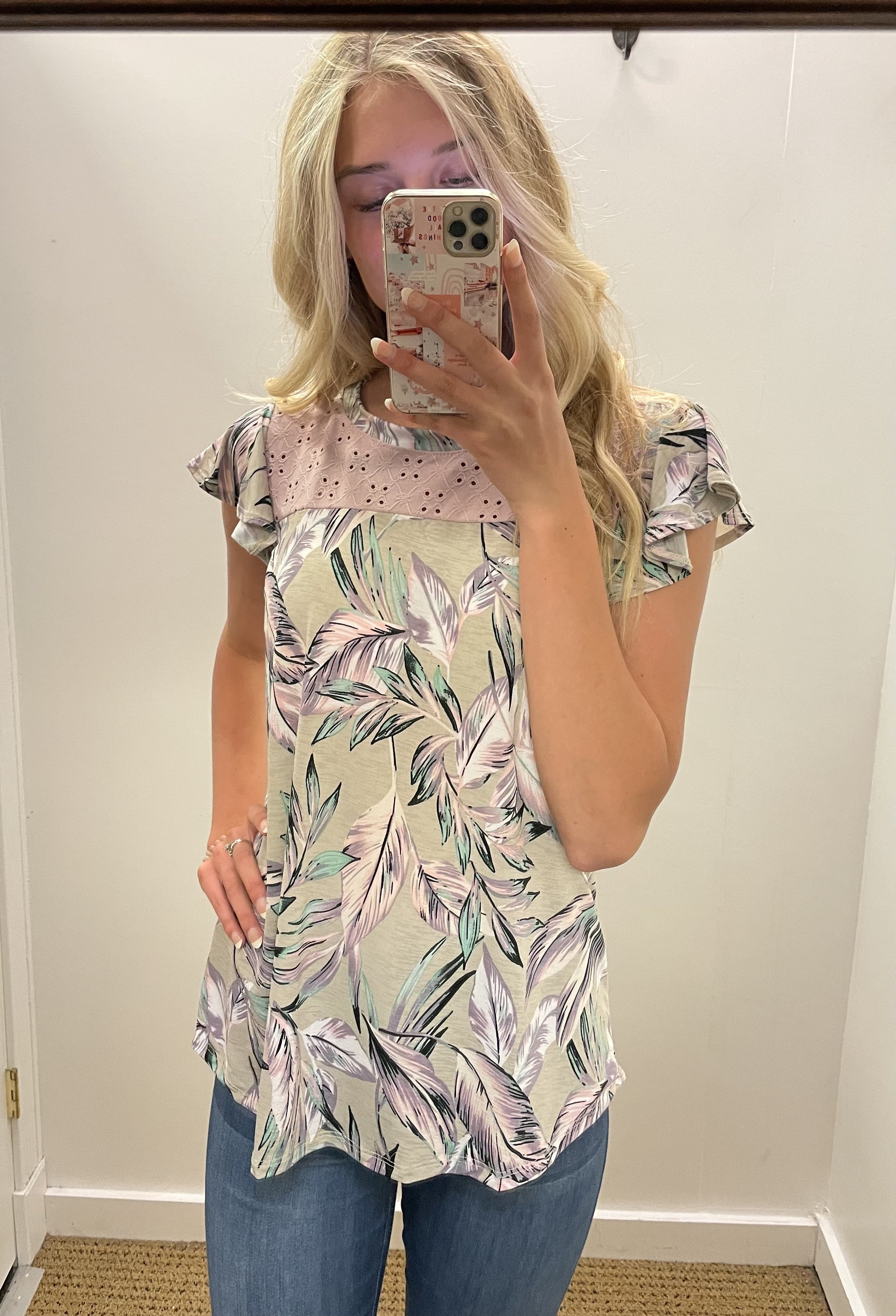 Lilac Floral Ruffle Top