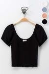 Puff sleeve smocked top