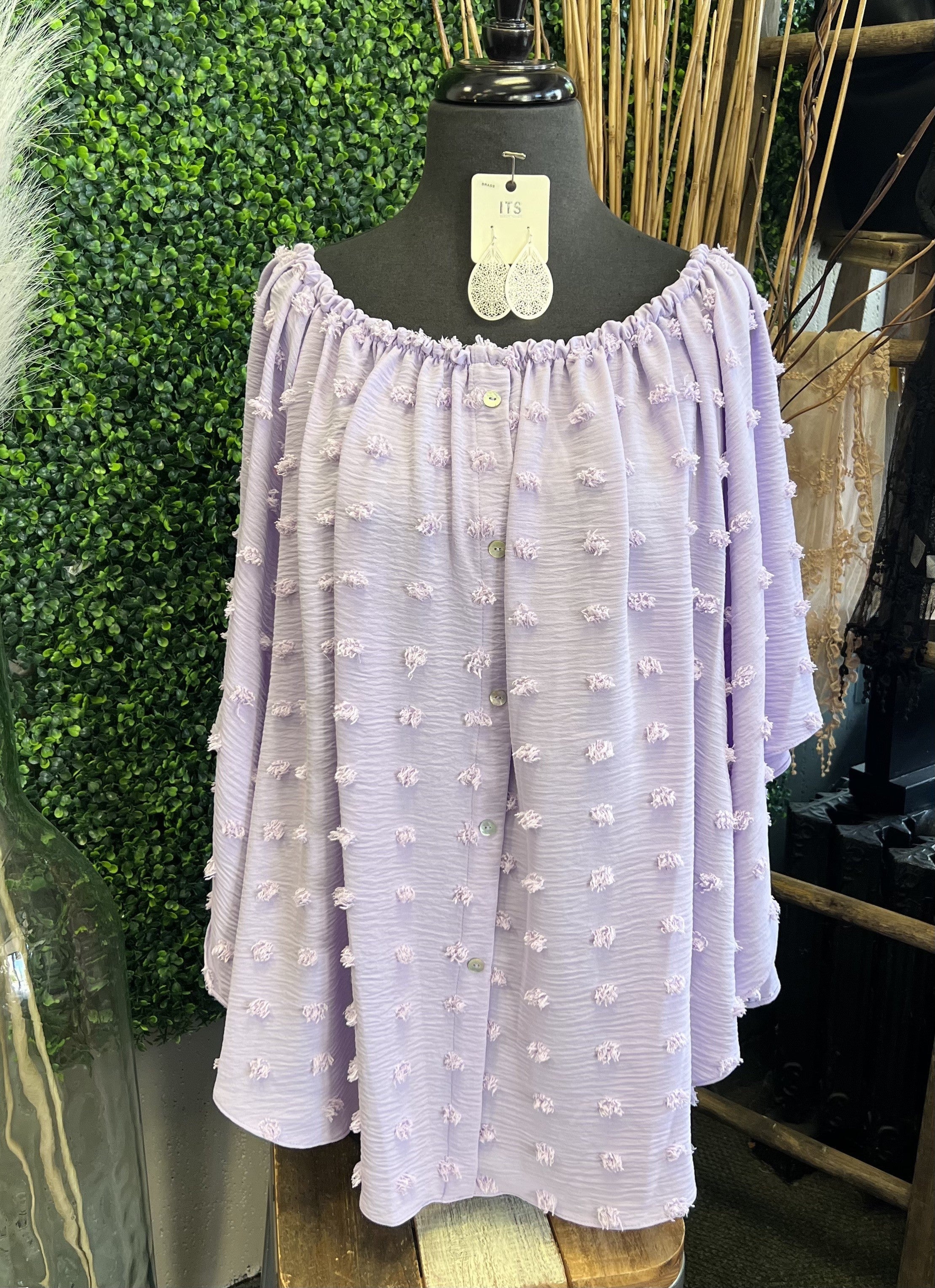 Swiss Dot Button Down Top