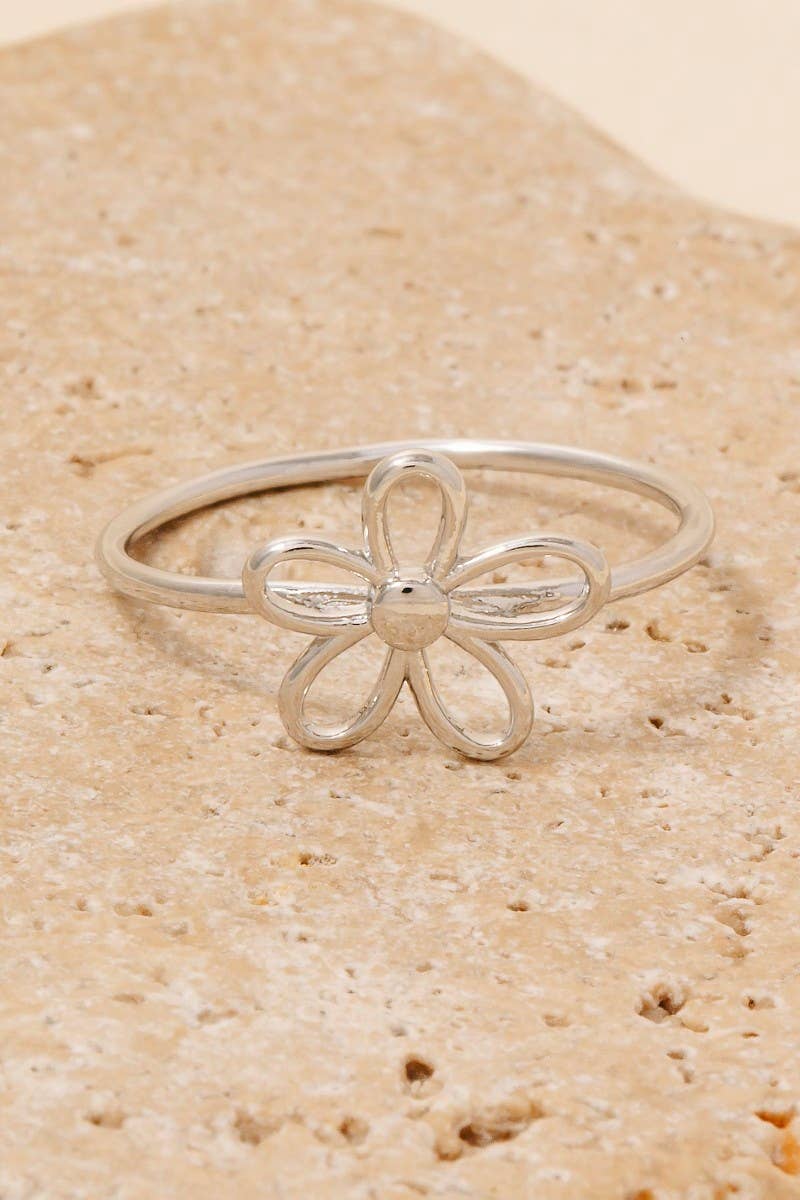 Wire Flower Dainty Band Ring: G