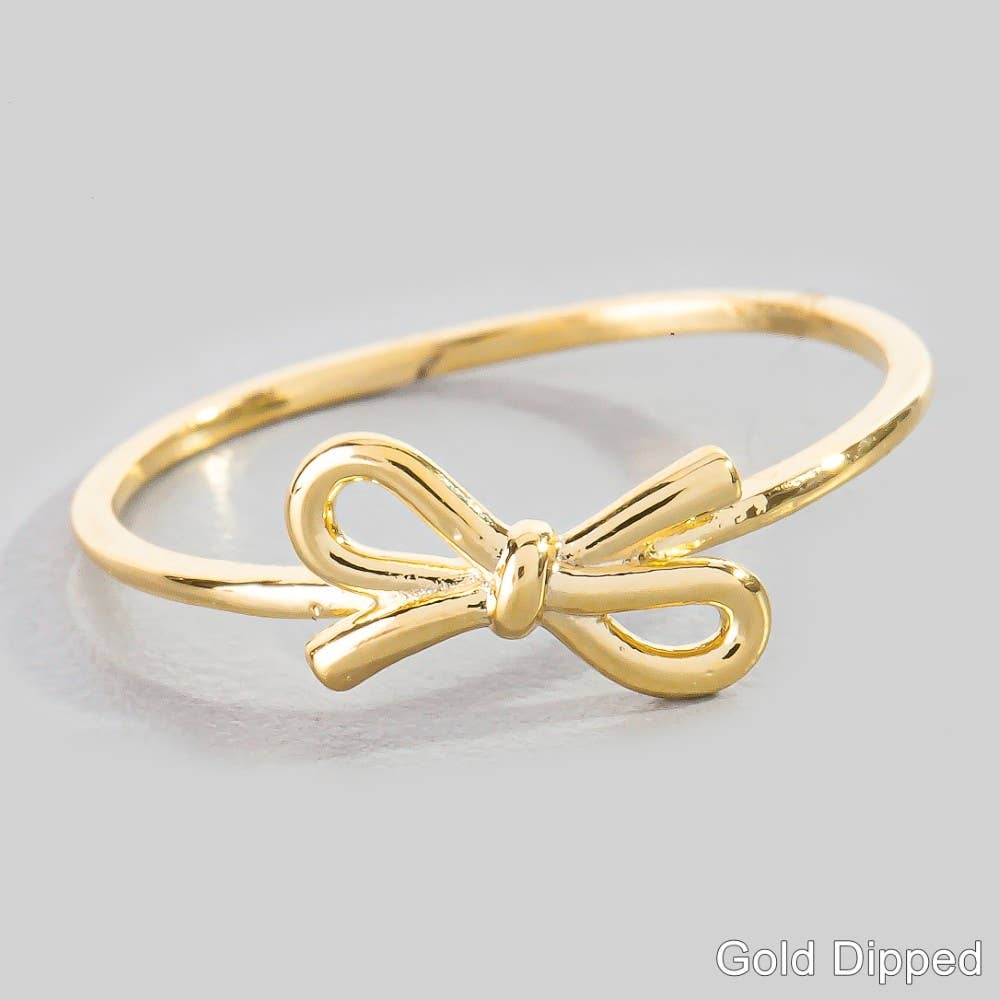 Gold Dipped Ribbon Bow Ring: G