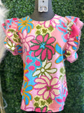 Vibrant Ruffled Sleeve Blouse