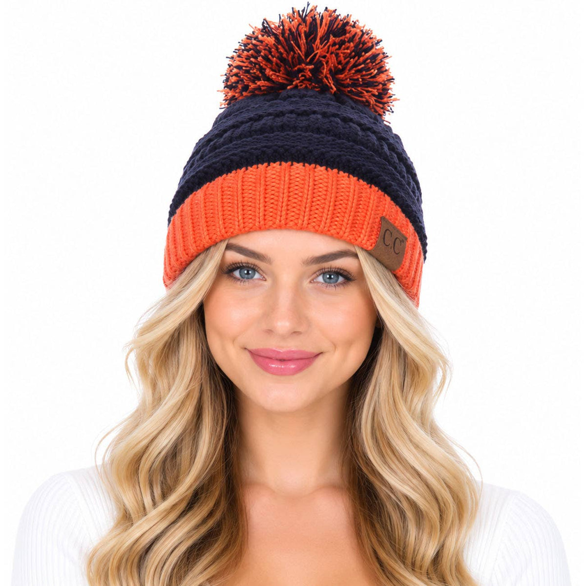 C.C Team College Color Game Day Beanie: 04. Blue/White