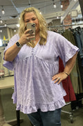 Lavender Ruffle Sleeve Top