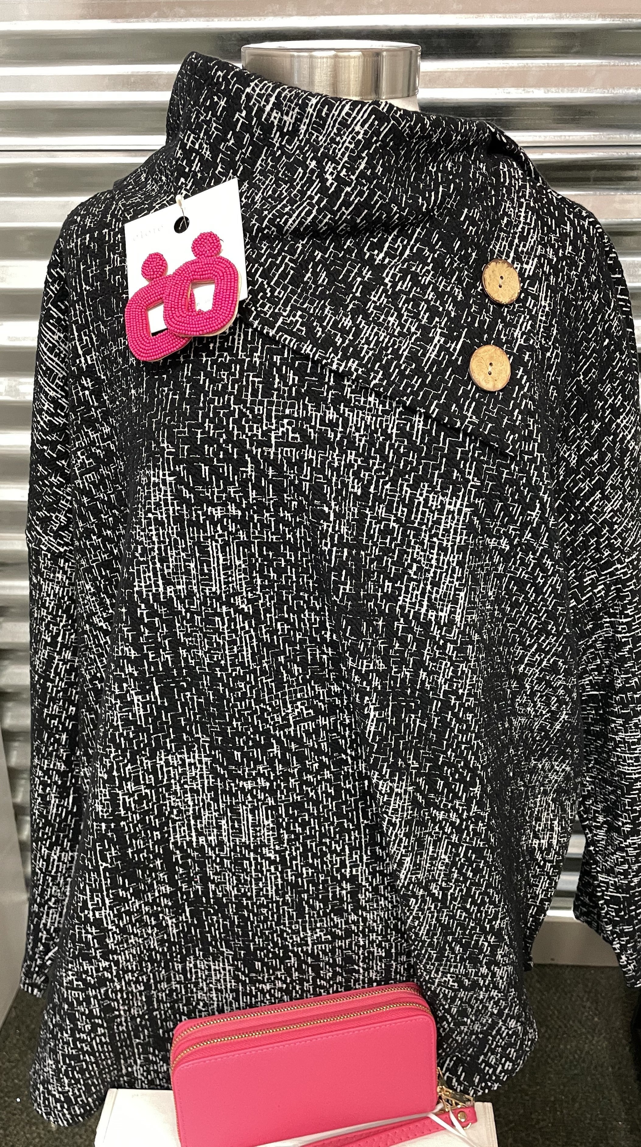 Marbled Sweater w/ Wooden Buttons