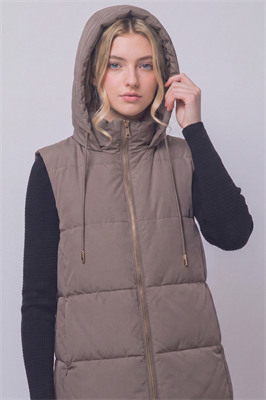Long Hooded Puffer Vest