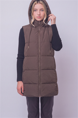 Long Hooded Puffer Vest