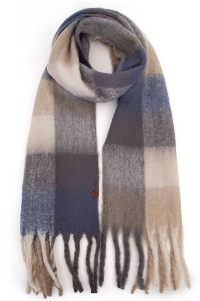 C.C Multi Color Block Plaid Check Pattern Woven Winter Scarf: 4
