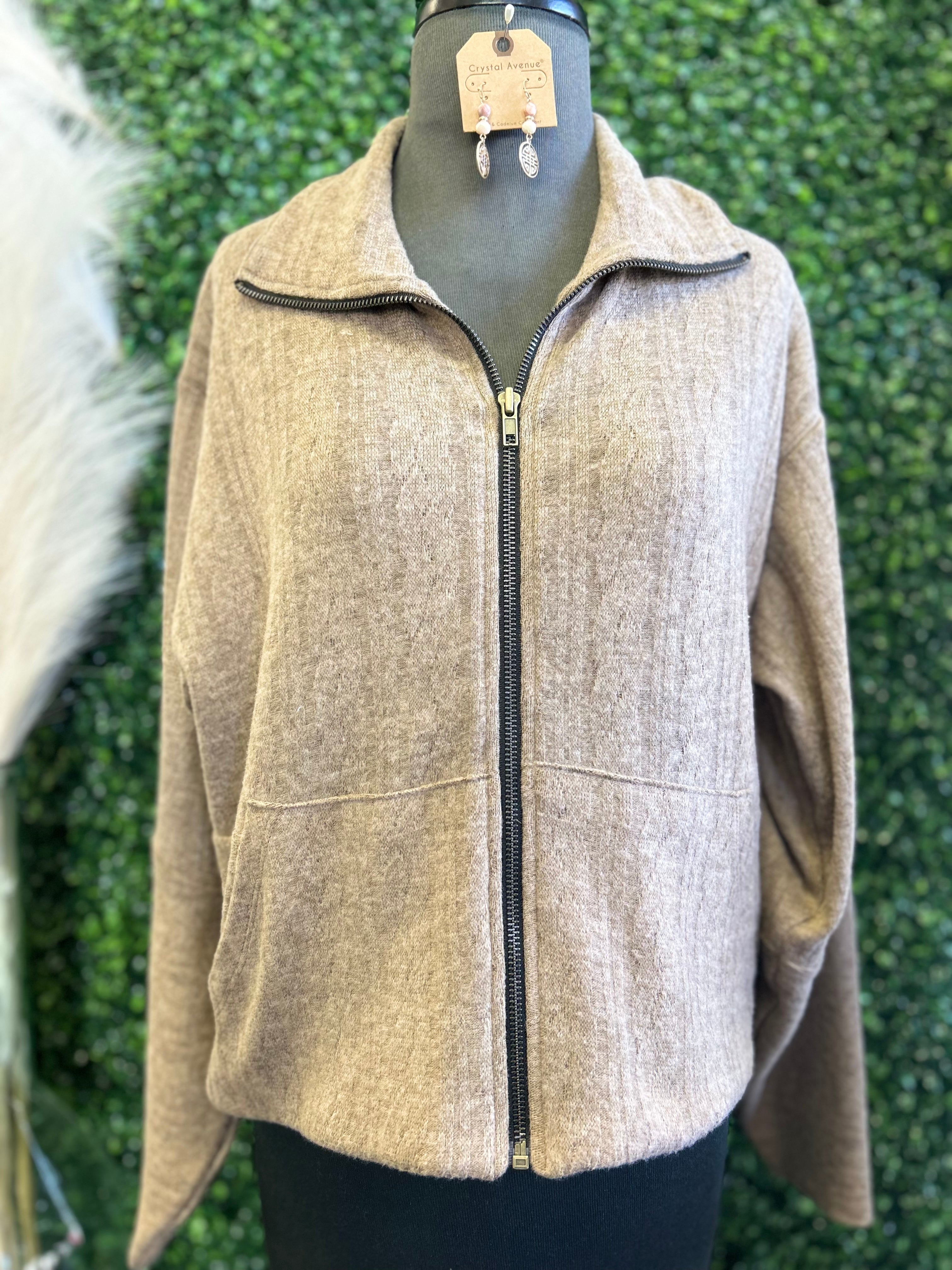 Sweater Ribbed Zip-up