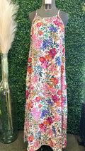 Floral Midi Dress w/ Halter Neck