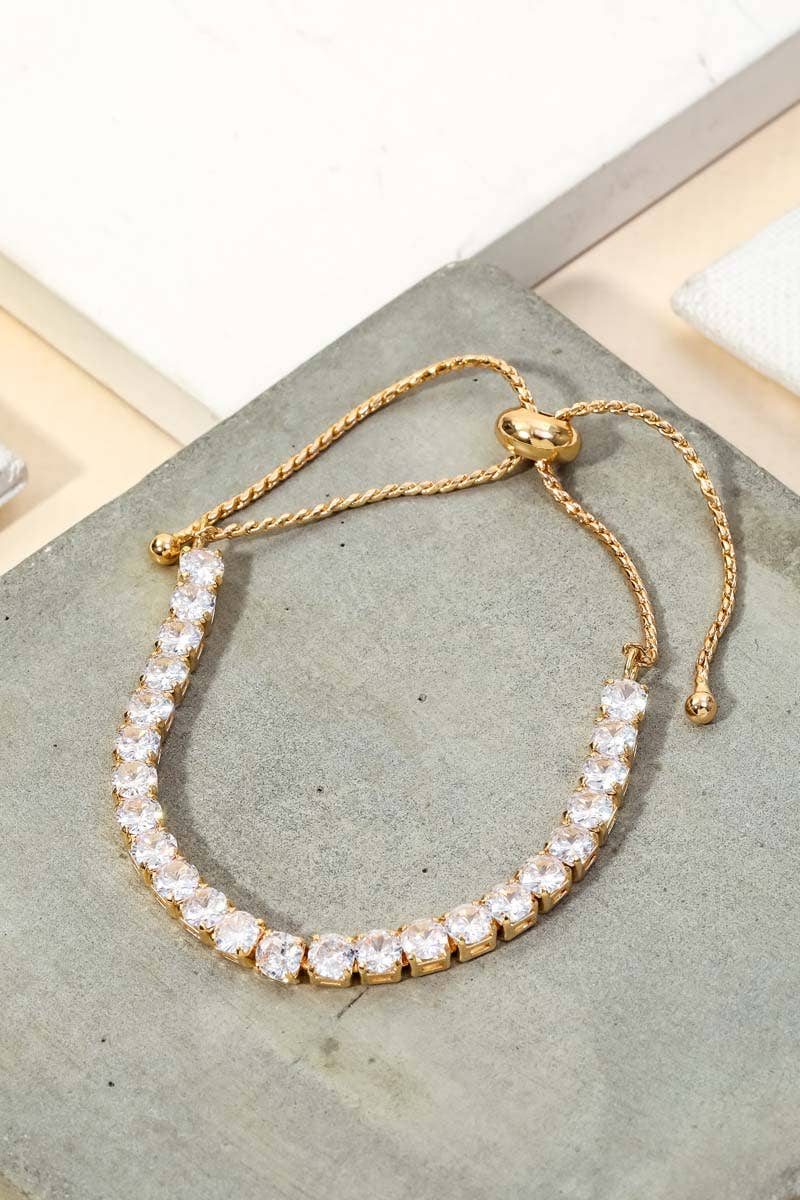 Pave Tennis Cz Adjustable Bracelet: S