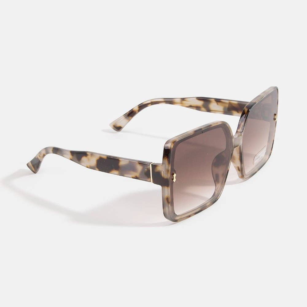 Oversized Square Sunglasses With Gold Corner Charm: ASSORTED