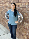 Teal Snake Skin Top