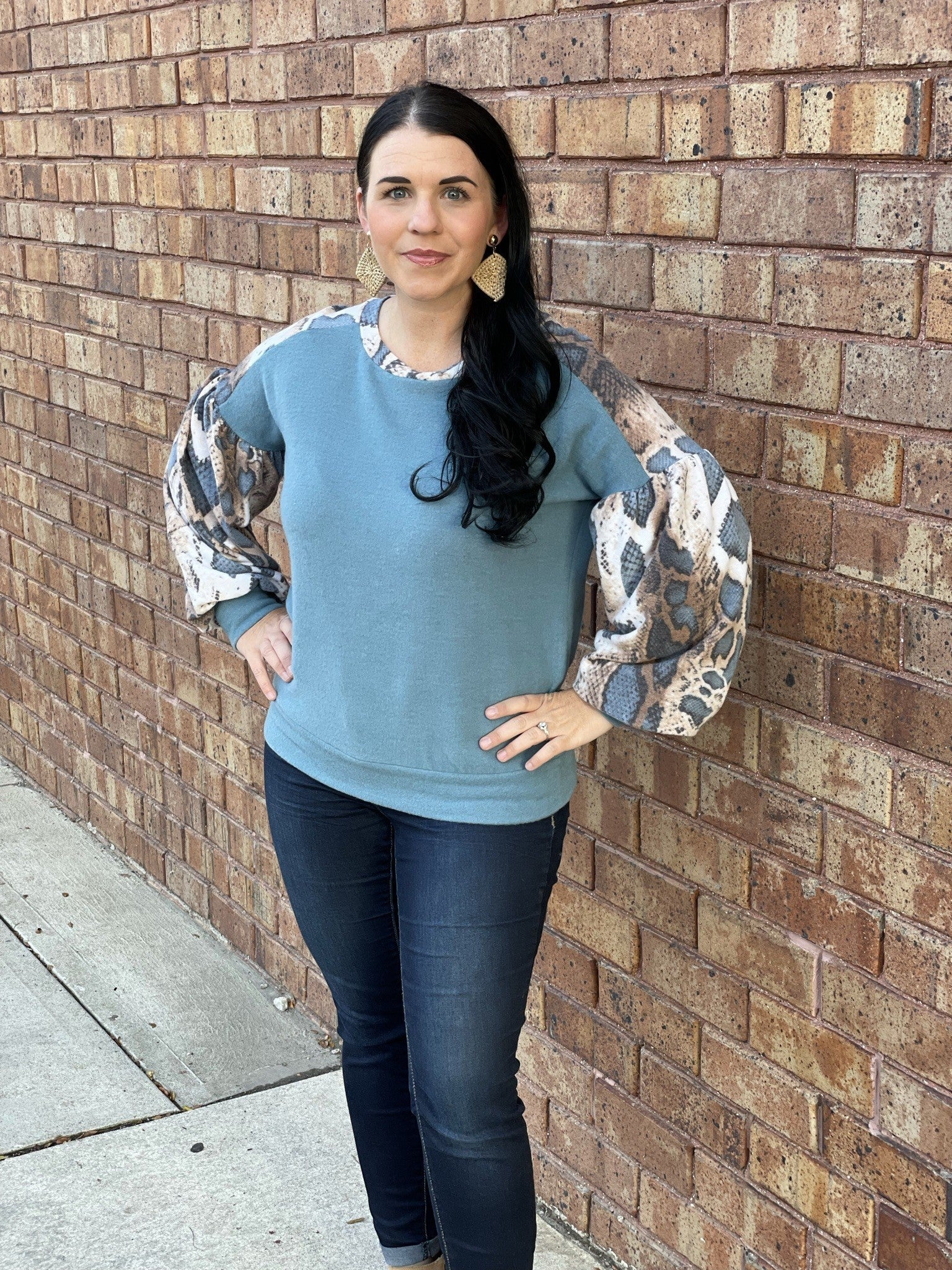 Teal Snake Skin Top