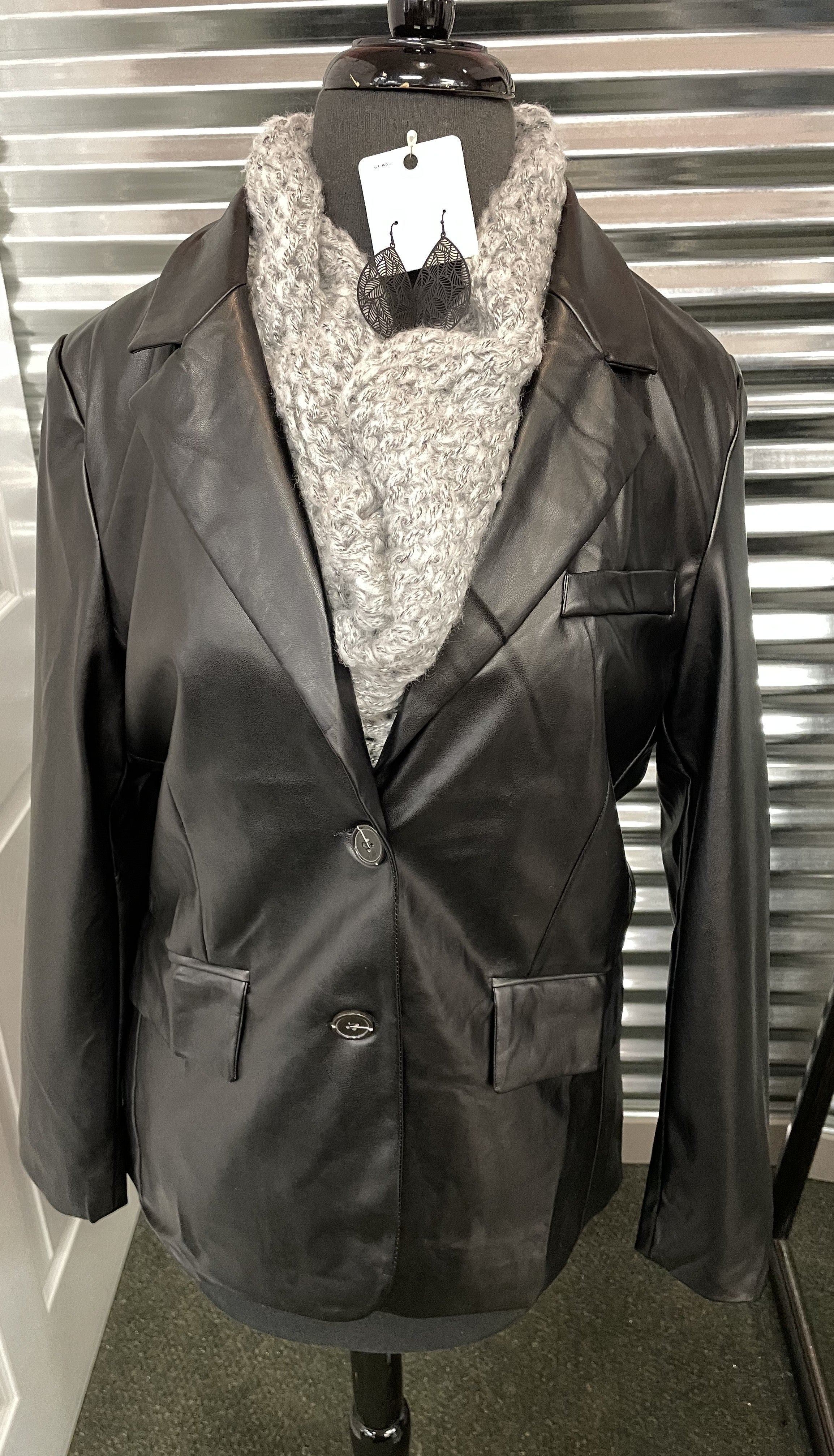 Faux Leather Blazer