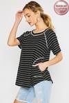 thermal stripe front pocket knit top