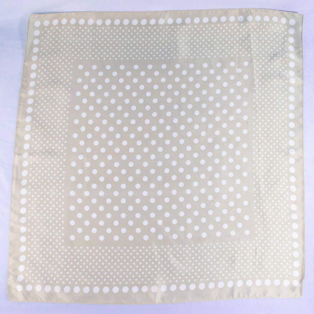 Ombre Polka Dot Print Satin Square Scarf: WH