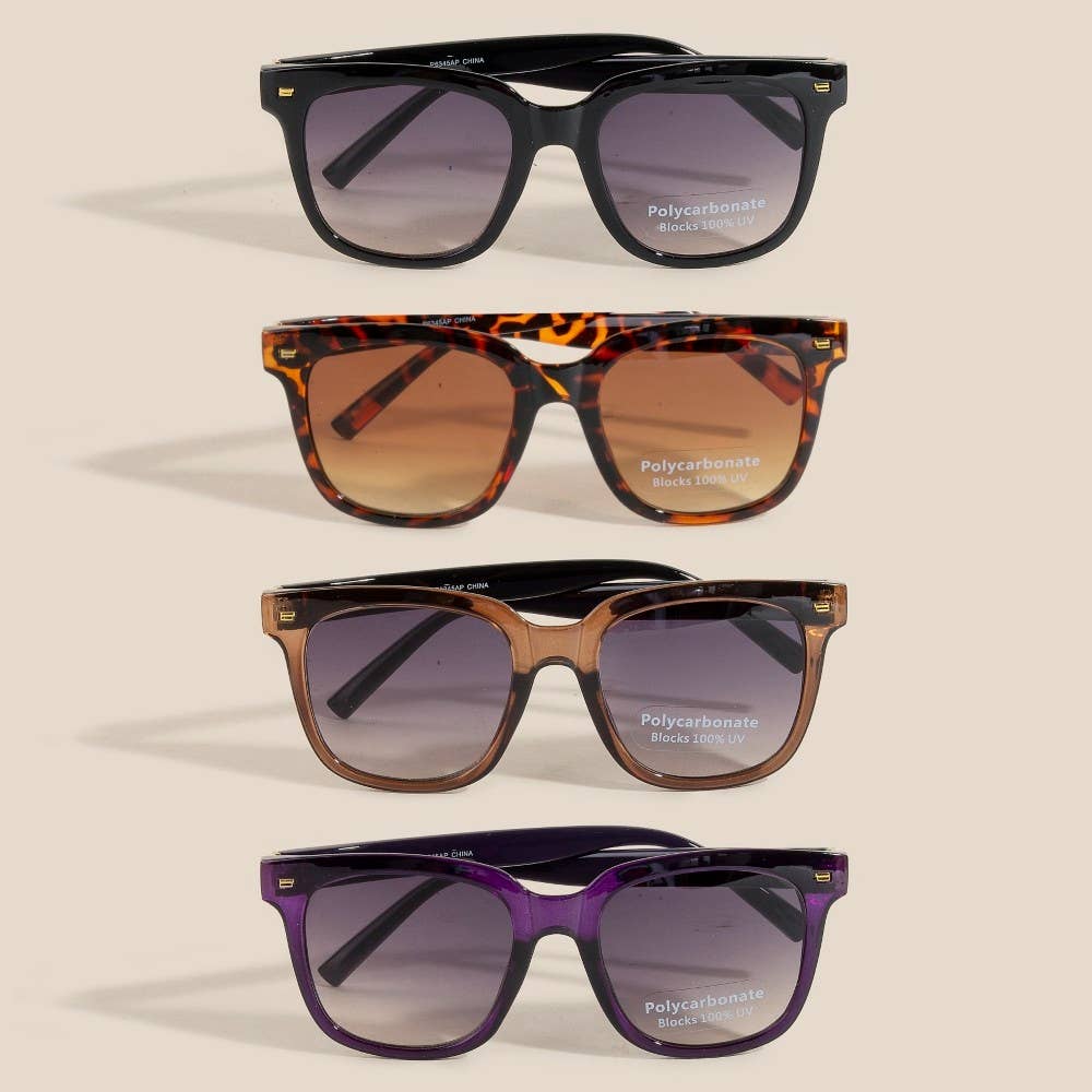 Square Frame Metallic Accent Sunglasses Set: ASSORTED