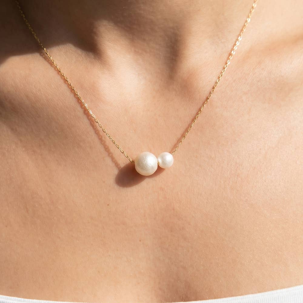 Floating Pearl Bead Dainty Chain Necklace: G