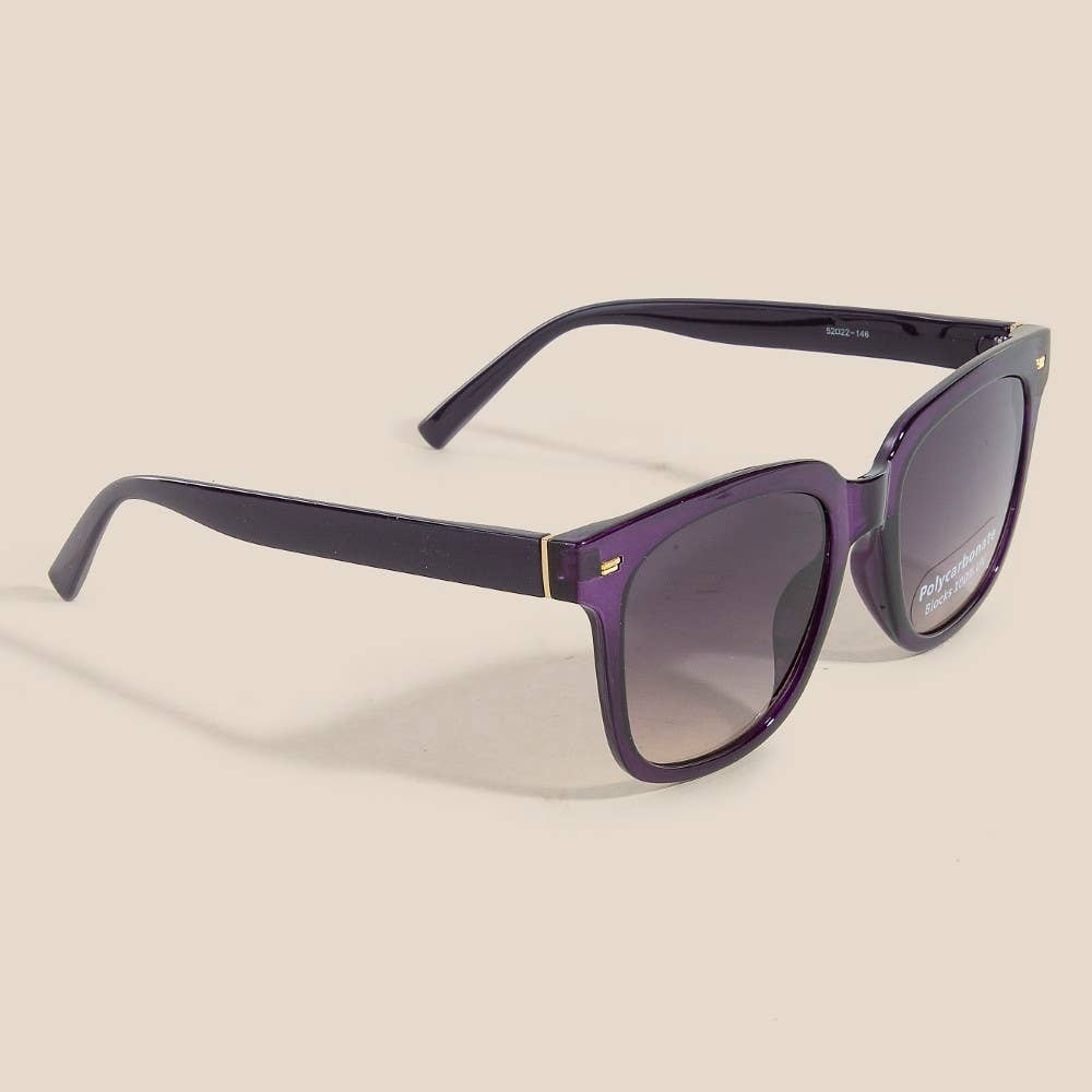 Square Frame Metallic Accent Sunglasses Set: ASSORTED