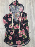navy floral hoodie